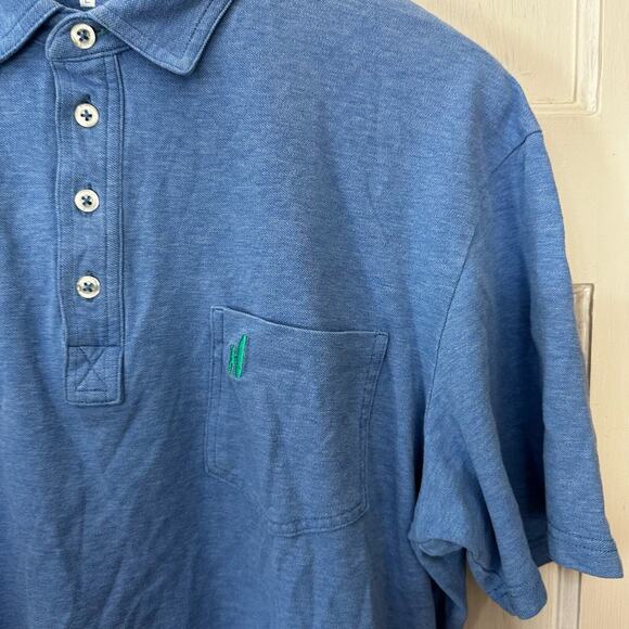 Johnnie-O Men's Polo Shirt Hanging Out Surf Large Blue Chest Pocket Logo Collar - Picture 4 of 7
